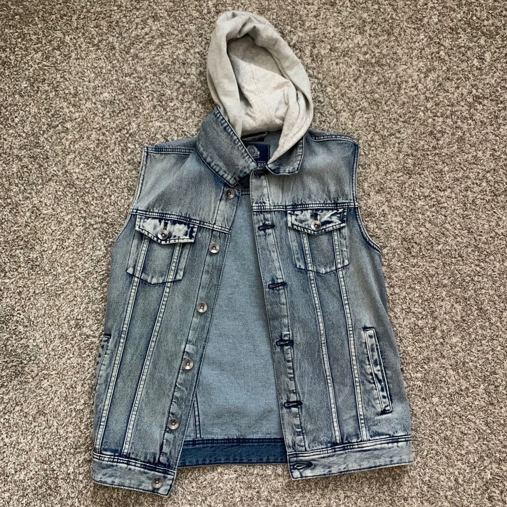 Sleeveless Hooded Denim Vest